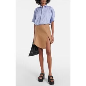 SACAI Sz 1 S Melton Cotton Poplin Wool Mixed Media Layered Mini Dress